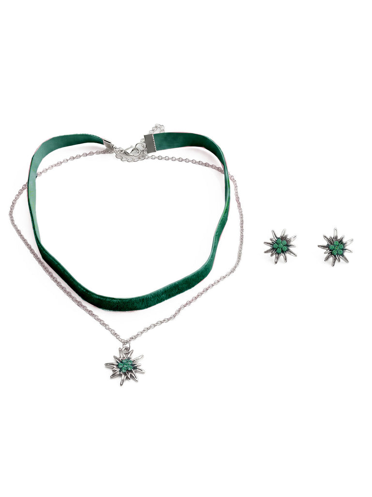 Orecchini Nero Vintage in Velluto Edelweiss Pendant Choker e Set 3