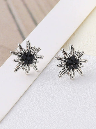 Orecchini a Bottone Argento Stella Alpina con Strass 2