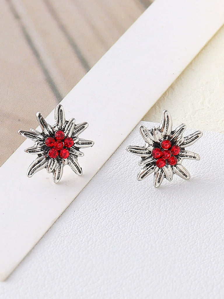 Orecchini a Bottone Argento Stella Alpina con Strass 4