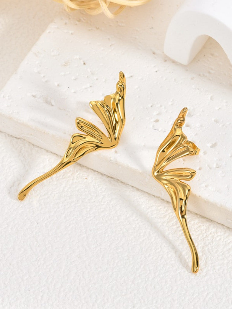 Orecchini Oro Wing Geometrico Creativo a Bottone