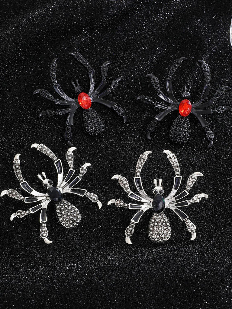 Orecchini Rossi di Halloween a Forma di Ragno con Grande Gemma Artificiale 3