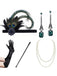 Set Accessori Nero Anni '20 da Costume Gatsby con Piume di Pavone