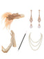 5PCS Completo di Accessori Champagne Anni '20 Gatsby con Piume e Perle