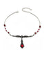 Collana Gotica Rossa con Pipistrello e Ciondolo di Rubino