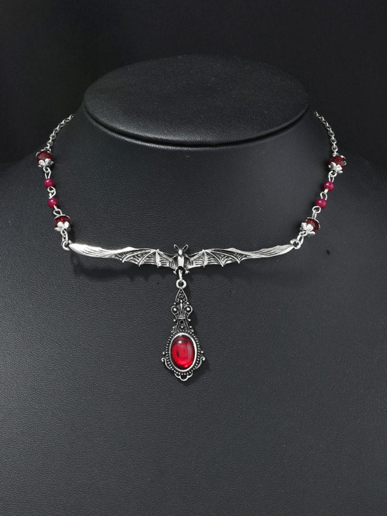 Collana Gotica Rossa con Pipistrello e Ciondolo di Rubino 5