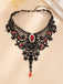 Accessori Nero Gotico Vittoriano in Pizzo Gemma Pendant Choker Collana 11