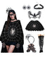 Completo di Accessori Nero Halloween con Mantella a Ragnatela