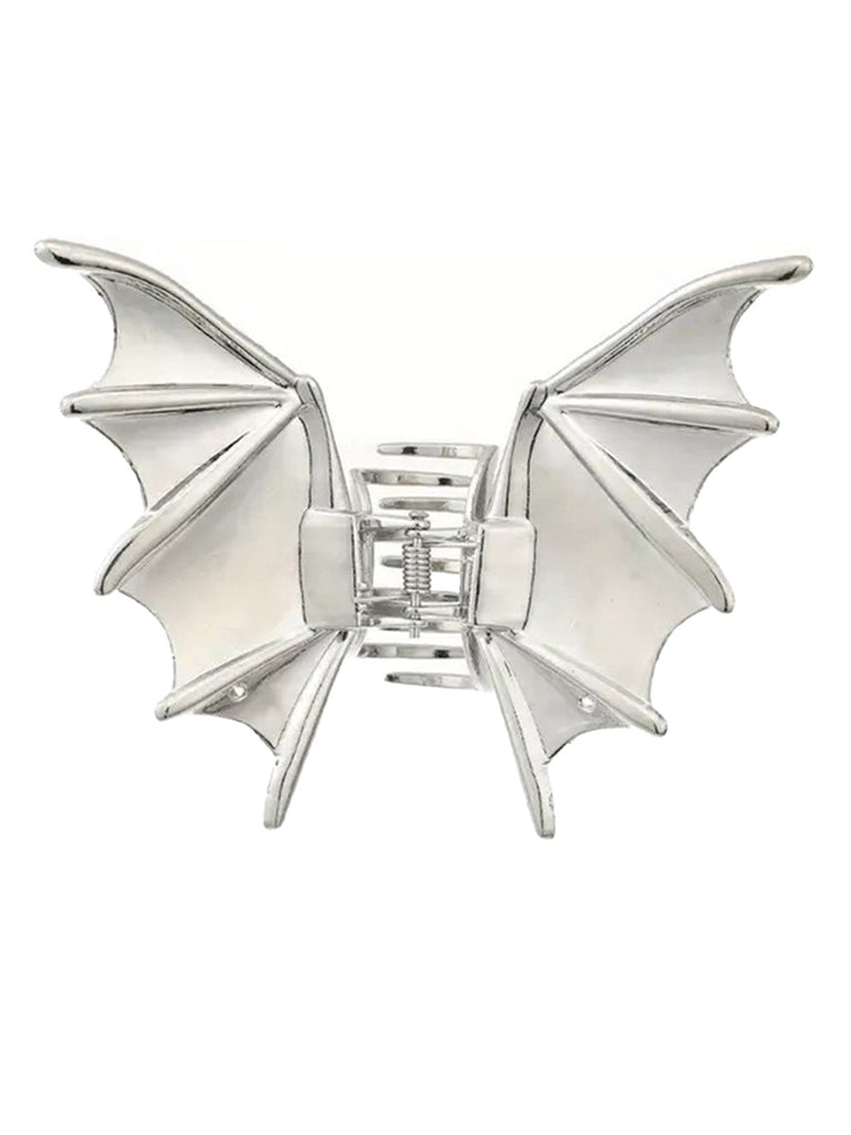 Pinza per capelli vintage gotica con ali di pipistrello metallizzate 4