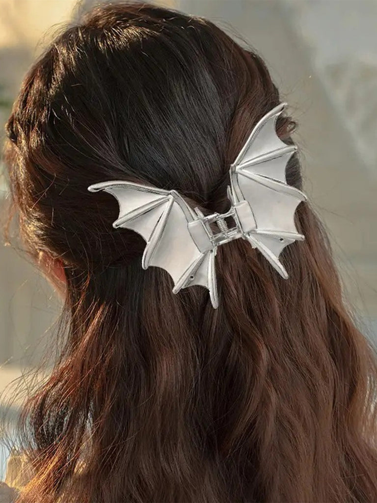Pinza per capelli vintage gotica con ali di pipistrello metallizzate 5