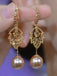 Orecchini Oro Pendenti con Strass Foglie e Perle