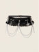 Cintura Harness Nera Gotica con Stelle Catene Pizzo Volant e Vita Alta 3