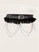 Cintura Harness Nera Gotica con Stelle Catene Pizzo Volant e Vita Alta 4