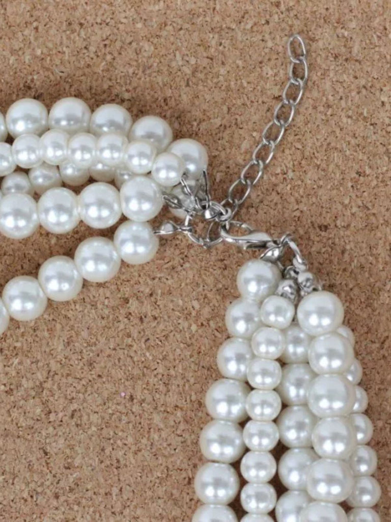 Collana Bianca a Più Strati con Perle Finte d'Effetto 3