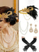 4PCS Set Accessori Oro Anni '20 Gatsby con Piume Nappine e Perle