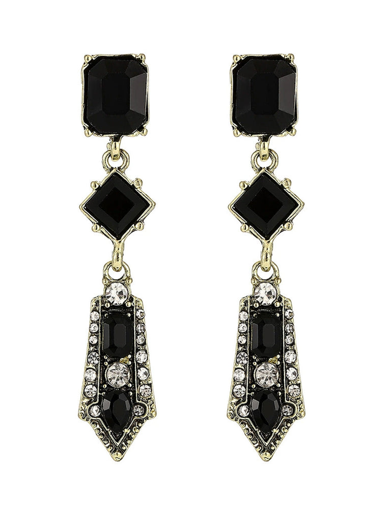 Orecchini pendenti vintage Art Déco geometrici con strass