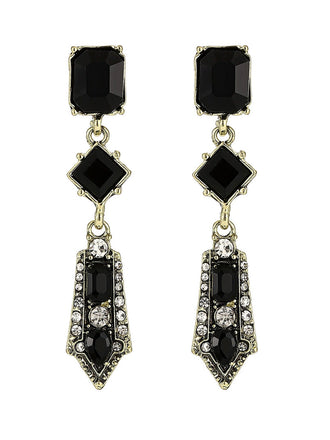 Orecchini pendenti vintage Art Déco geometrici con strass