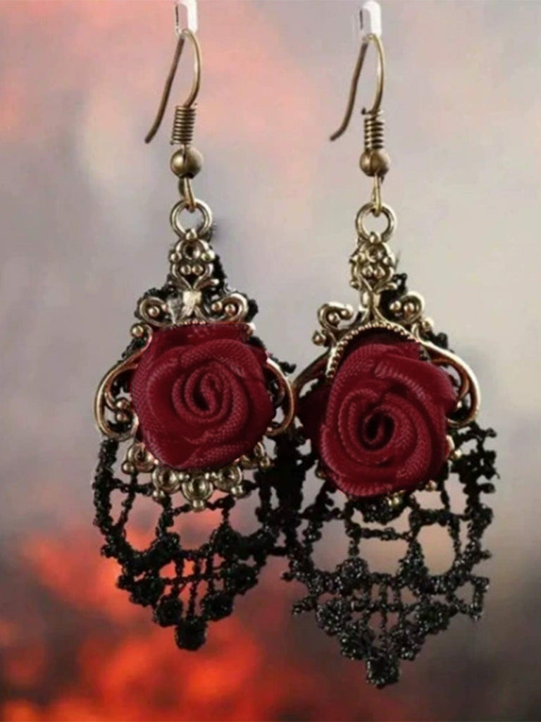 Orecchini Pendenti Gotici con Rosa 2