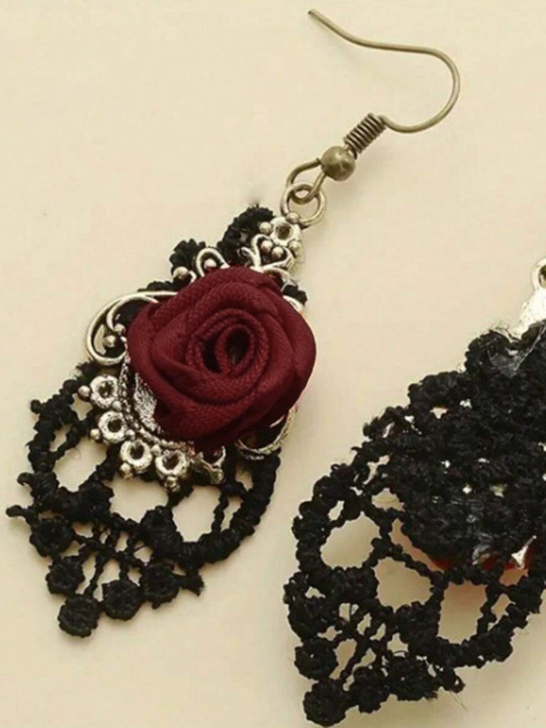 Orecchini Pendenti Gotici con Rosa 3
