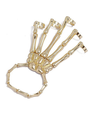 Braccialetto con anello teschio punk Halloween