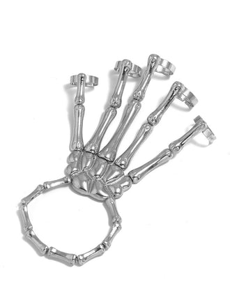 Braccialetto con anello teschio punk Halloween