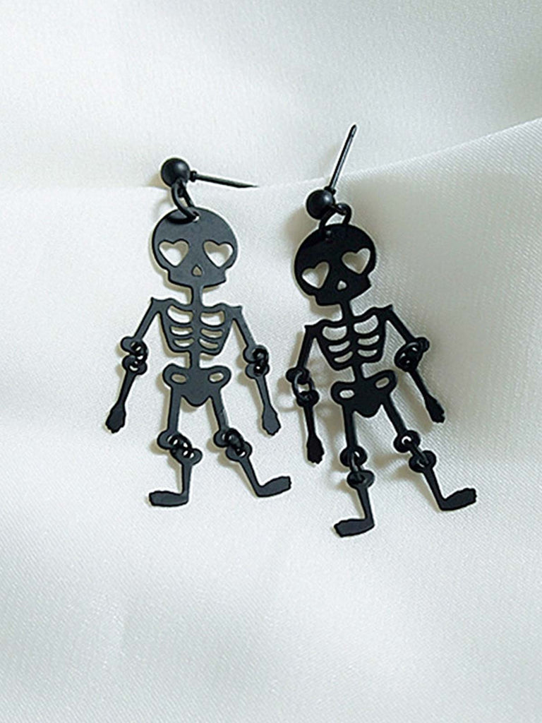 Orecchini pendenti con scheletro di Halloween nero
