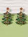 Orecchini in lega con diamanti intarsiati a forma di albero di Natale