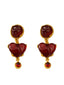 Orecchini in resina a forma di cuore bordeaux