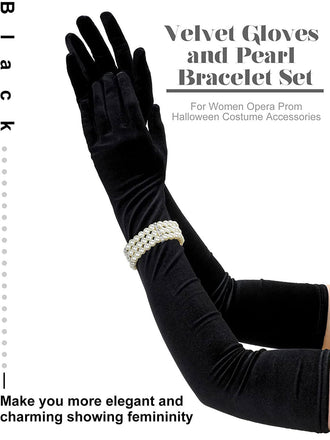 Guanti in velluto da festa dell'opera con braccialetto