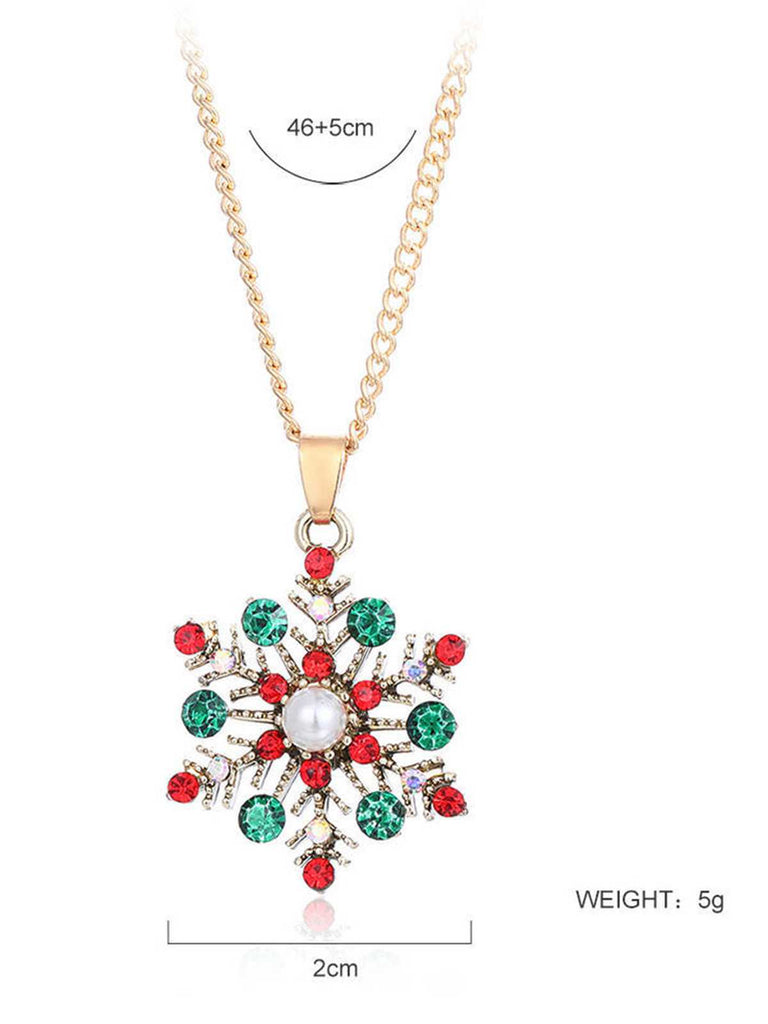 Set di collana e orecchini con fiocco di neve in lega di diamanti natalizi