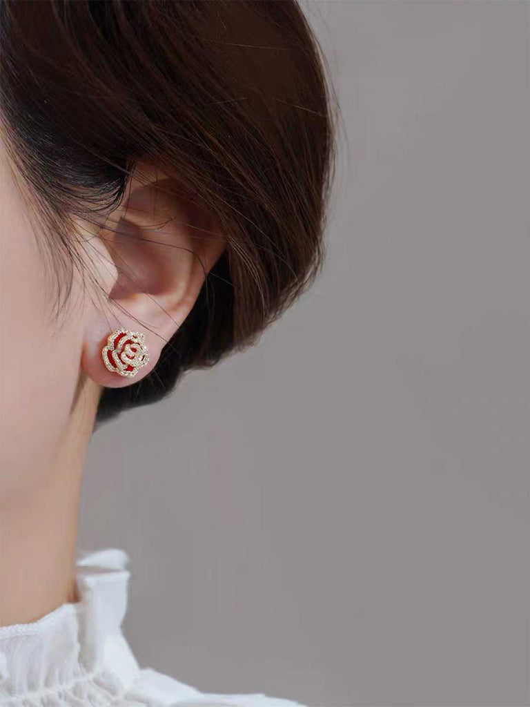 Orecchino floreale vintage con diamanti