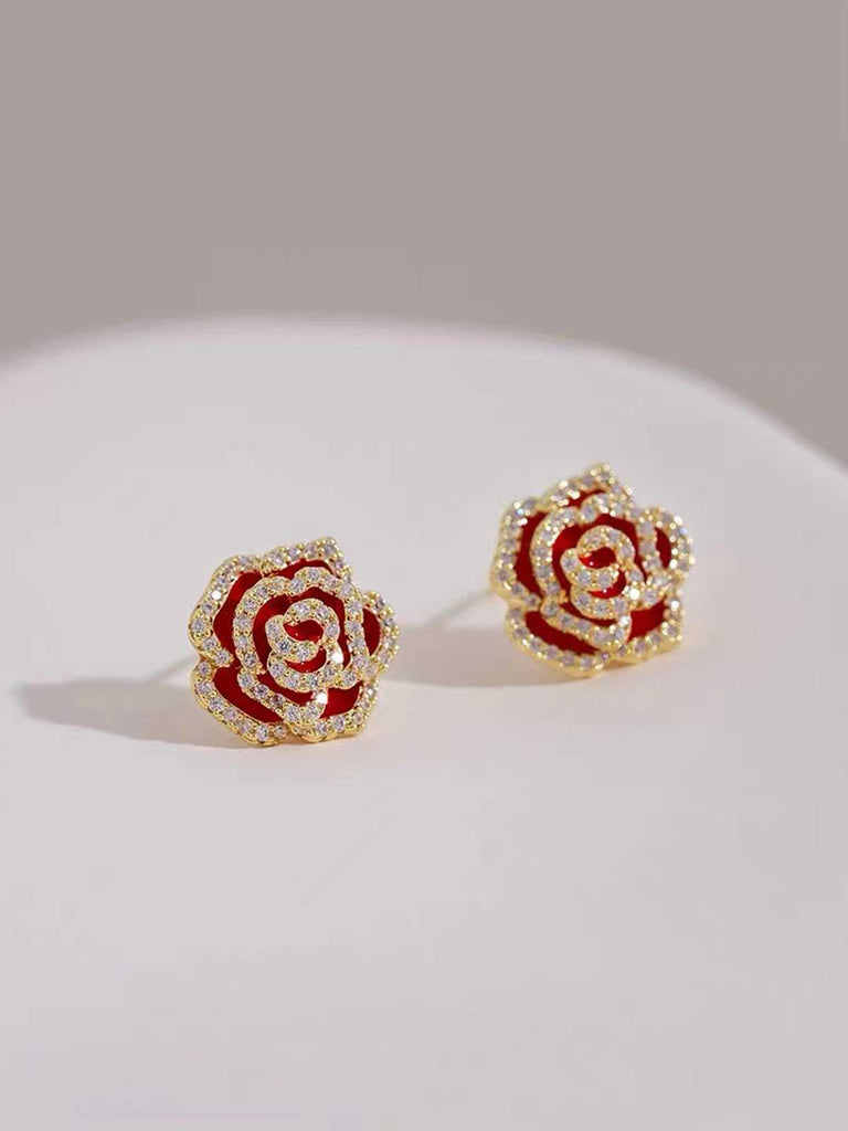Orecchino floreale vintage con diamanti