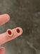 Orecchini vintage con diamanti e cristallo ovale rosso