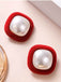 Orecchini vintage con perle quadrate floccate