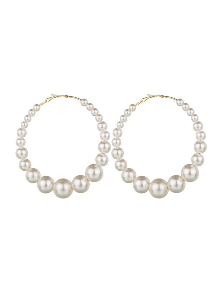 Orecchini vintage a cerchio grande con perle