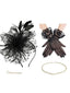 Cappello fascinator con piume e velo e collana e guanti