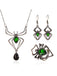 3PCS Set di collana e orecchini e anello ragno verde