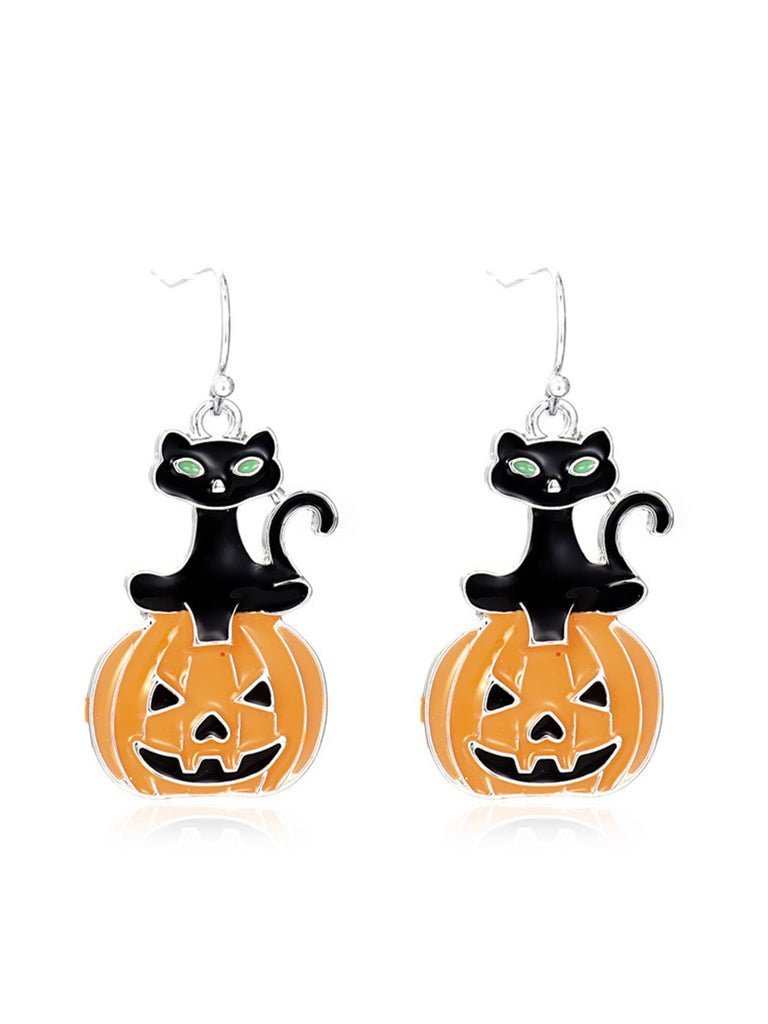 Orecchini con gatto e zucca spaventosi Halloween