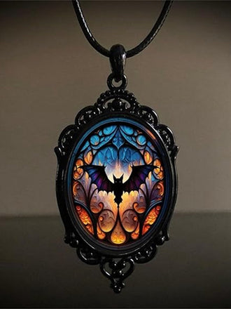 Collana con ciondolo nero a forma di pipistrello Halloween