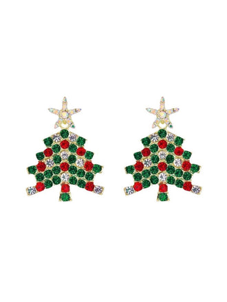 Orecchini con albero di Natale verde e stella in strass