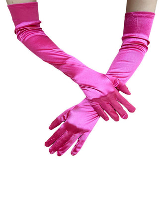 Guanti lunghi in raso sintetico con gomiti