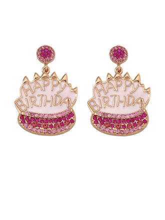 Orecchini vintage a forma di torta di compleanno con strass