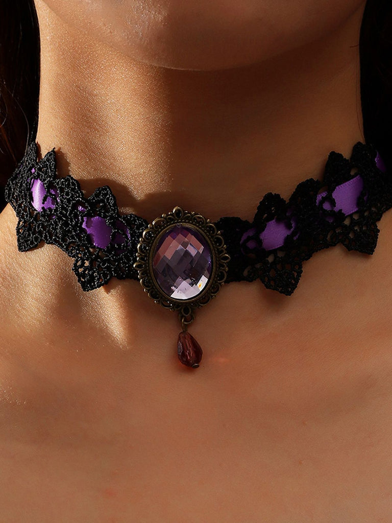 Collana in pizzo retrò nero di Halloween