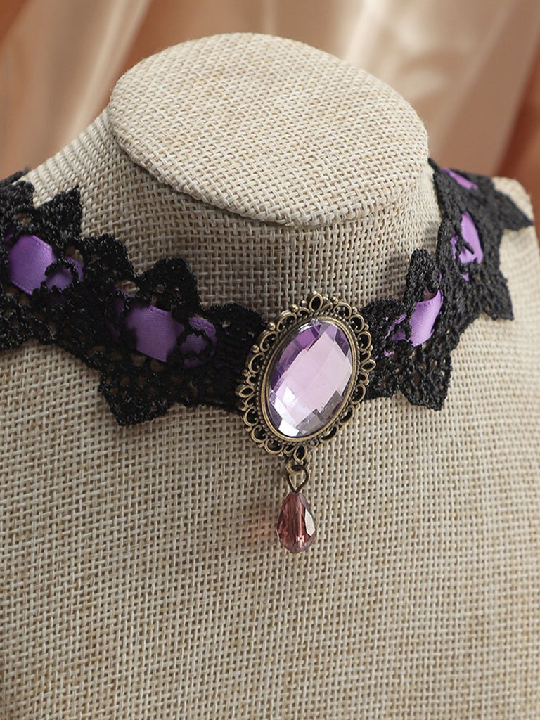 Collana in pizzo retrò nero di Halloween