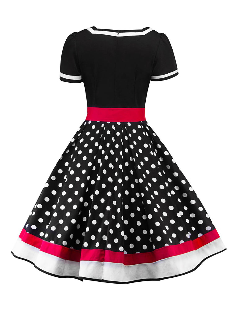 Abito a pois patchwork e set di accessori anni '50