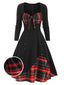 Abito a quadri con scollo a cuore patchwork anni '50