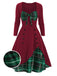 Abito a quadri con scollo a cuore patchwork anni '50