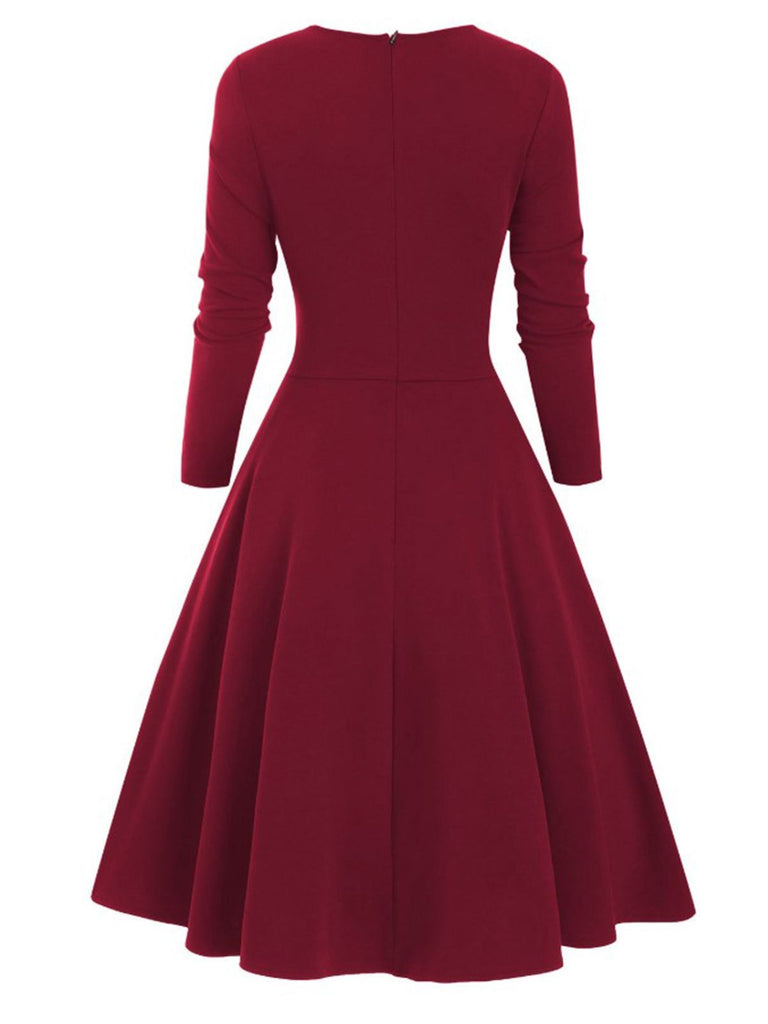 Abito a quadri con scollo a cuore patchwork anni '50