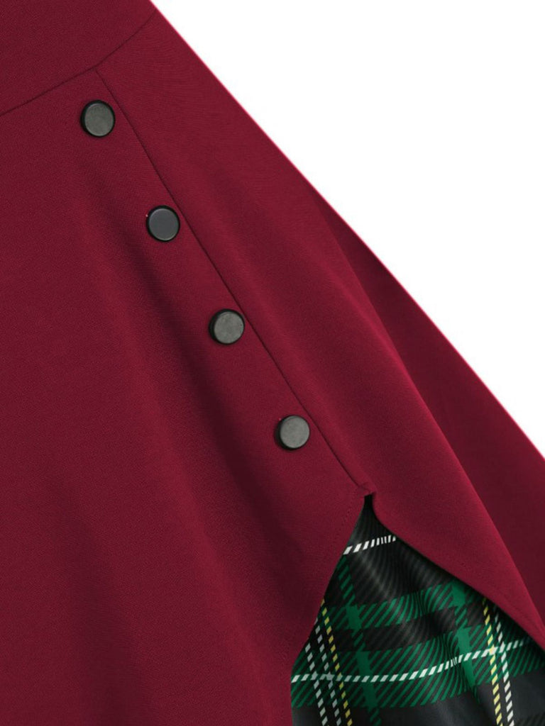 Abito a quadri con scollo a cuore patchwork anni '50
