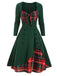 Abito a quadri con scollo a cuore patchwork anni '50