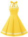 Abito a ruota scollo all'americana giallo anni '50